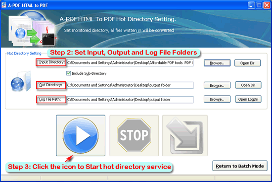 A-PDF HTML to PDF hot mode set start